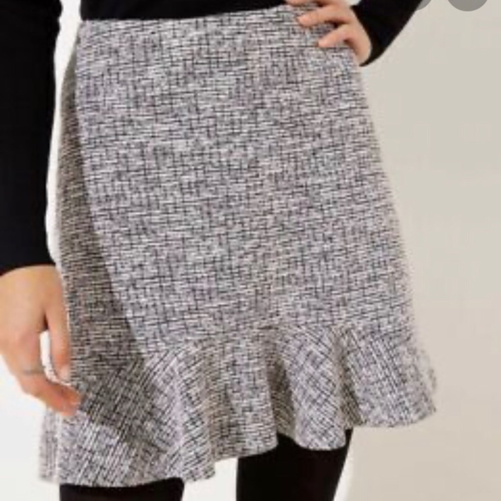 Loft NWT XL Petite Flippy Skirt Tweed Elastic Waste